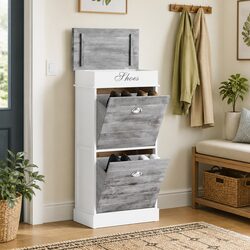 Grey Wooden Shoe Cabinet