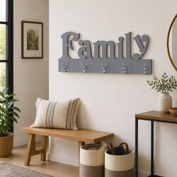 Family Cutout Grey Coat Rack for Stylish Home Organization
