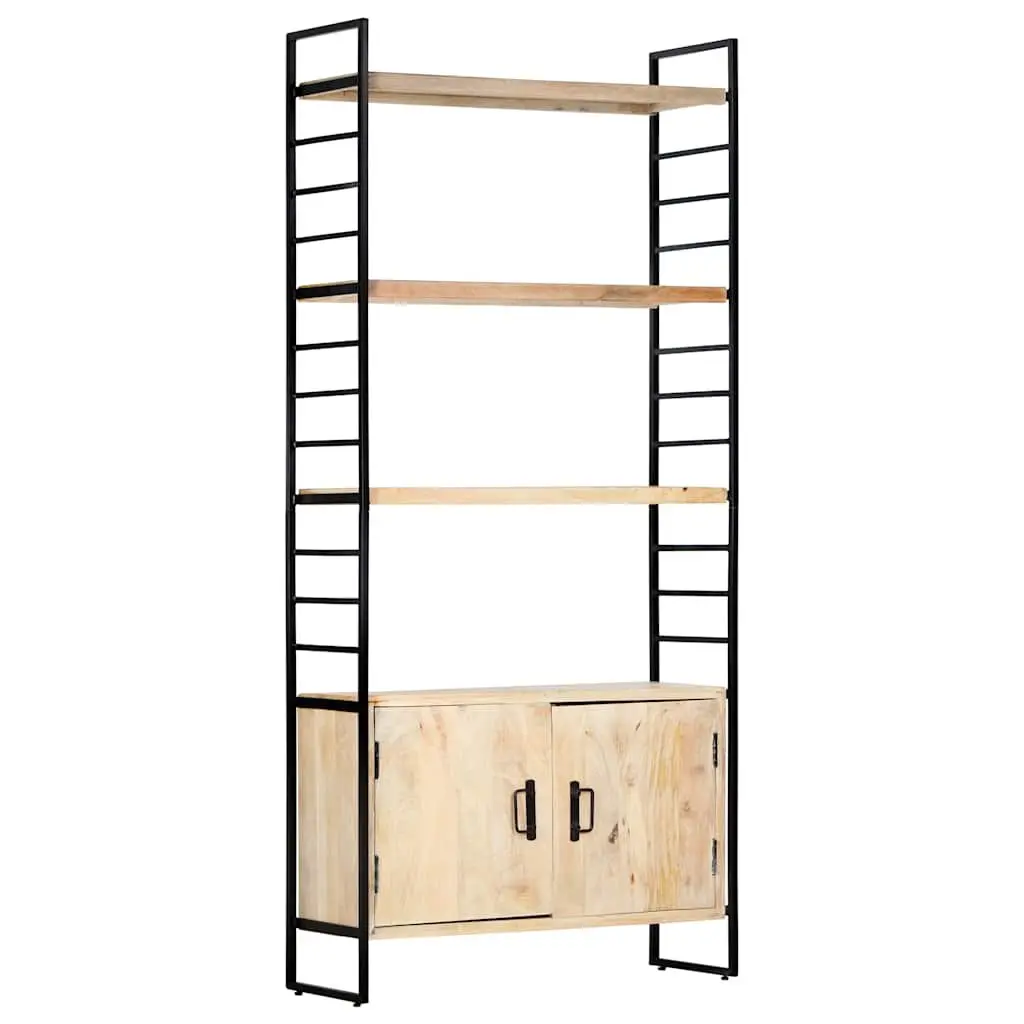 4-Tier Bookcase 80x30x180 cm Solid Mango Wood Industrial Shelving Unit