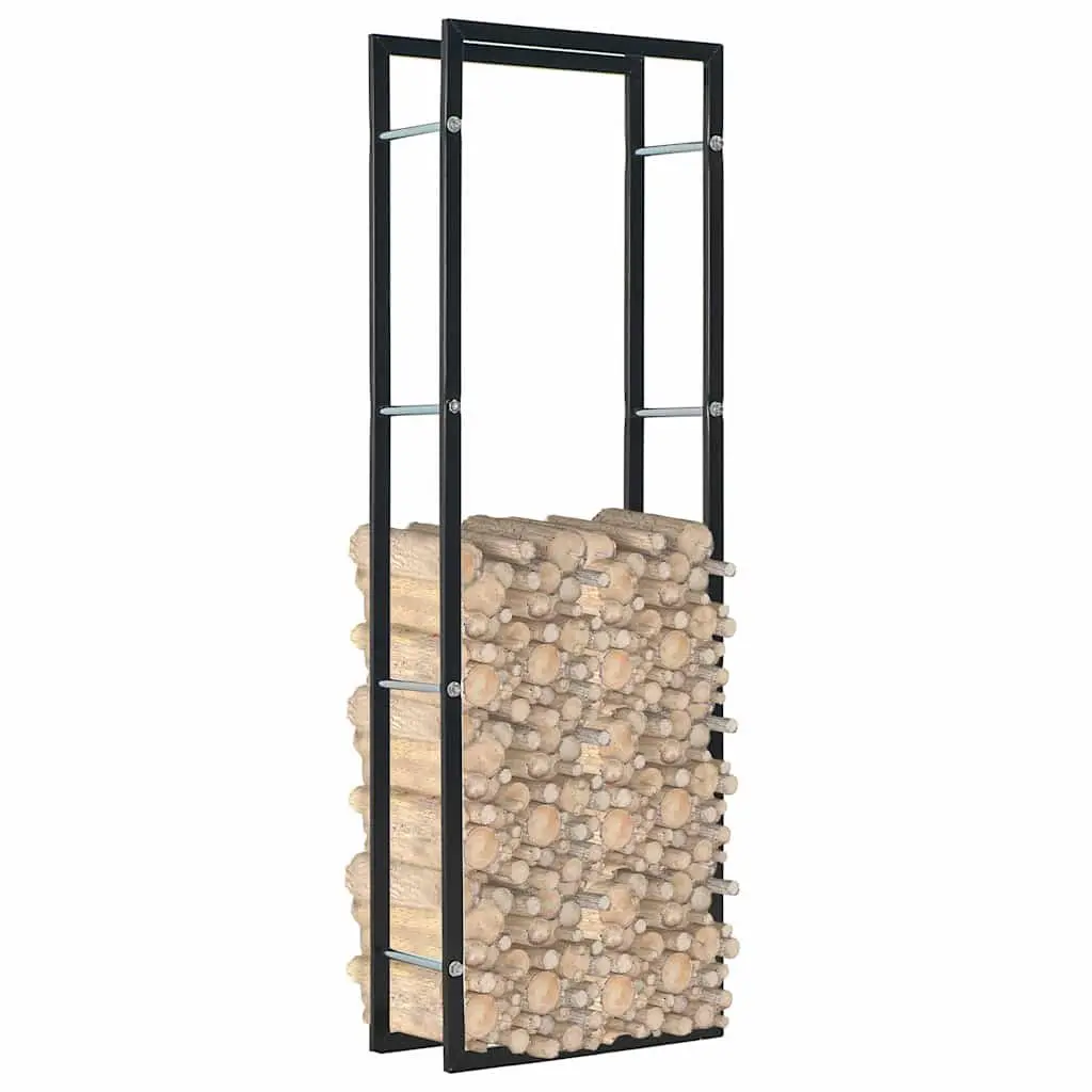 Firewood Rack Steel Log Holder Black Heavy Duty Rectangular Storage