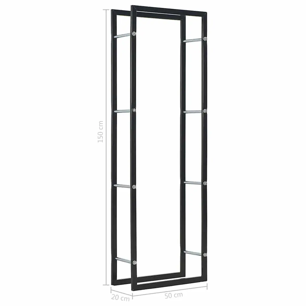 Firewood Rack Steel Log Holder Black Heavy Duty Rectangular Storage