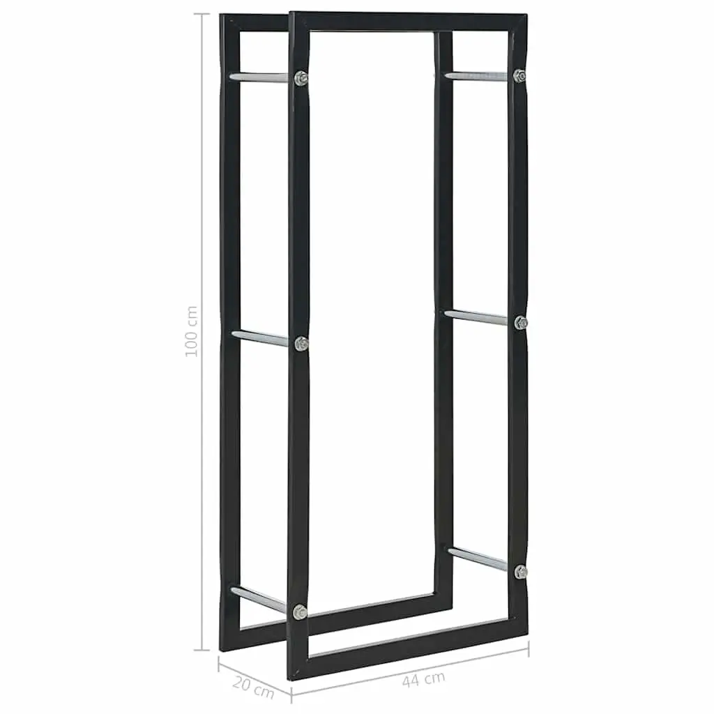 Firewood Rack Black Steel Log Storage Holder