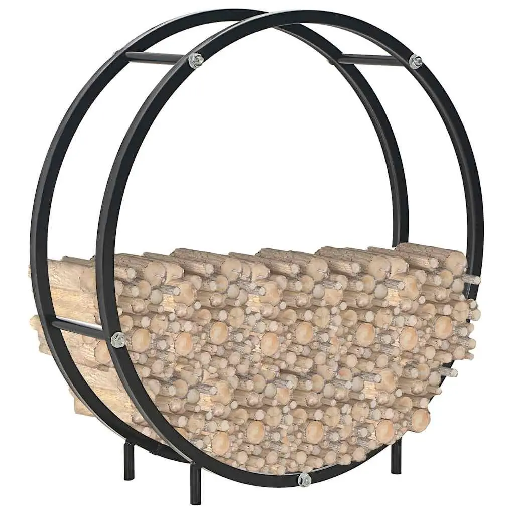 Firewood Rack Black Steel Log Holder Storage Fireplace Wood Stove Accessories