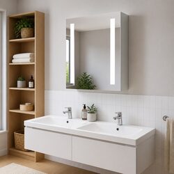 LED Bathroom Mirror Cabinet 50x13x70cm Wall Mounted Vanity Storage White
