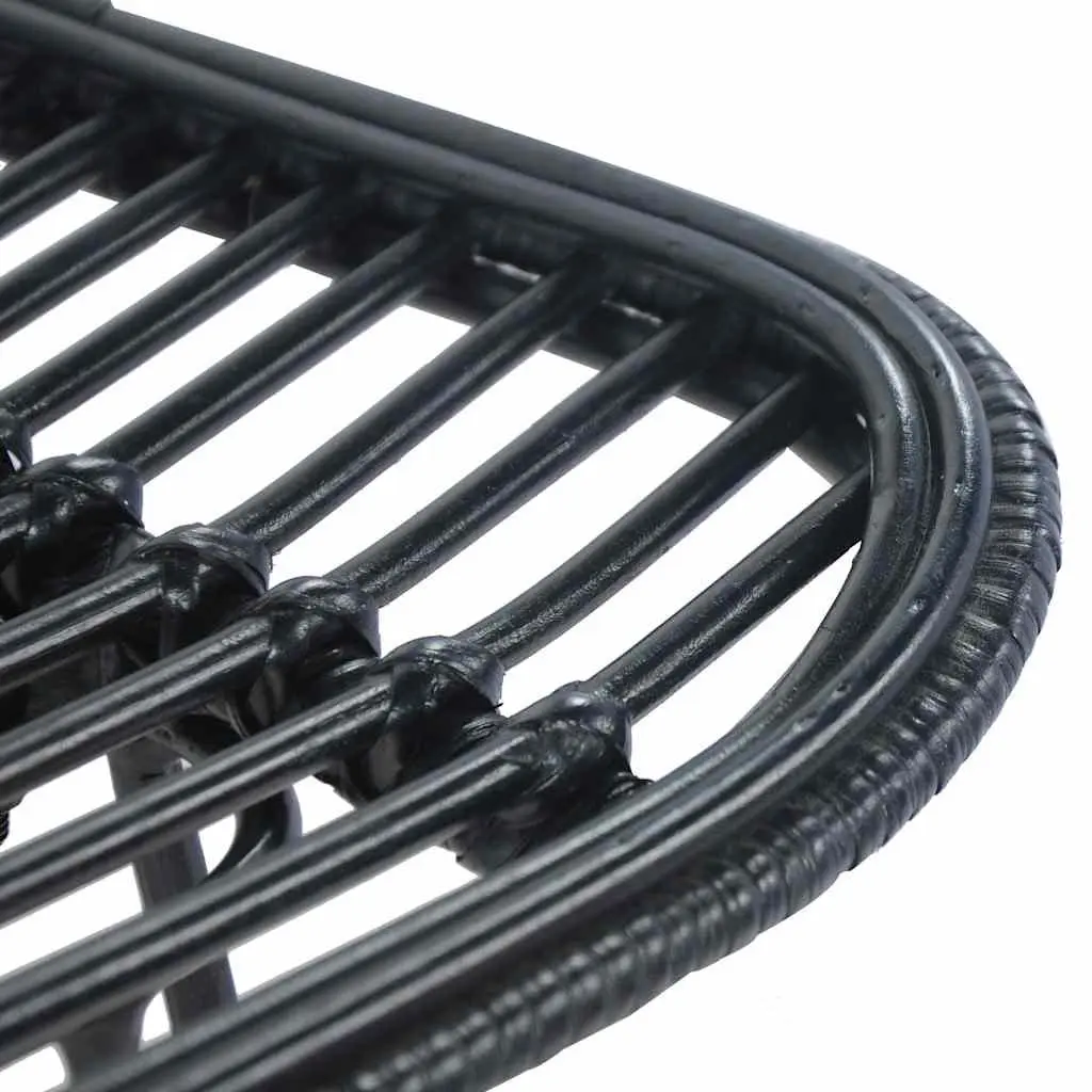 Bar Stools 2 Piece Black Rattan Seating Rustic Style Easy to Clean