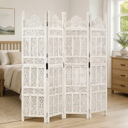 4-Panel Folding Wooden Privacy Screen for Your Space