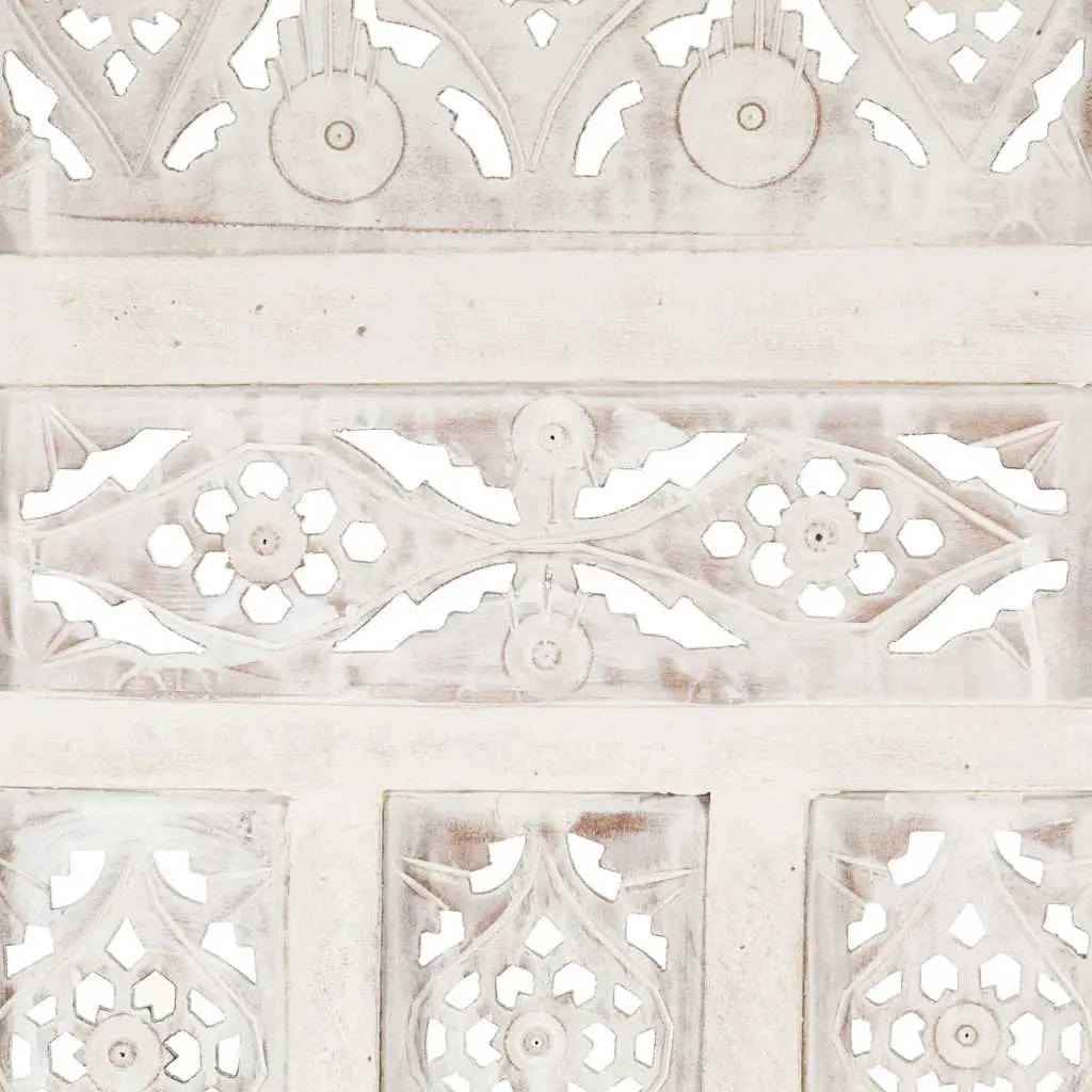 4-Panel Room Divider Solid Mango Wood Hand Carved Folding Privacy Screen