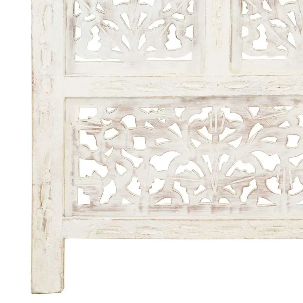 4 Panel Folding Privacy Screen Handcrafted Wooden Room Divider White