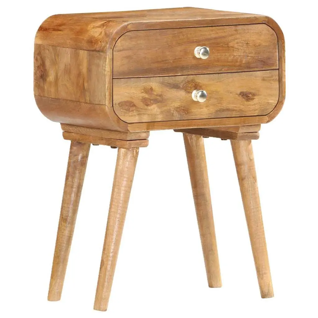 Bedside Cabinet 43x30x58cm Solid Wood 2 Drawer Nightstand Brown