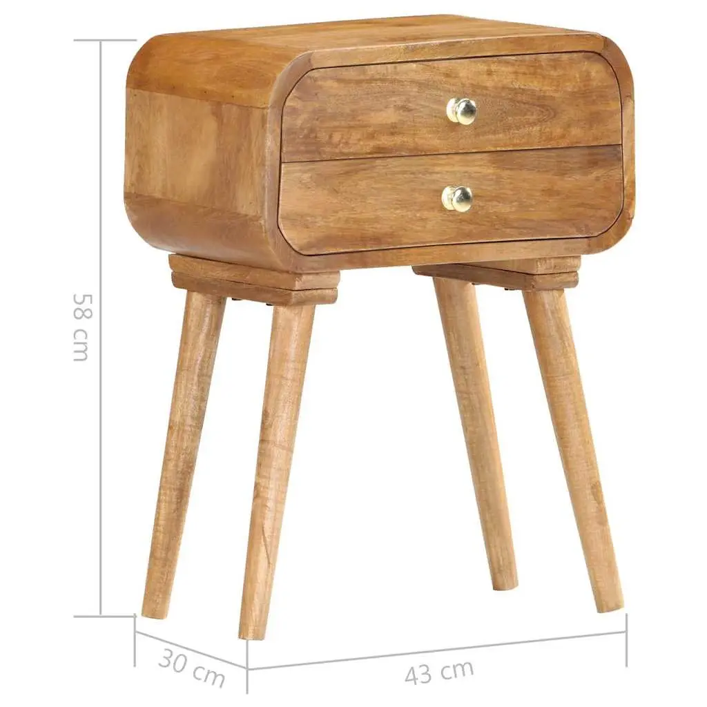 Bedside Cabinet 43x30x58cm Solid Wood 2 Drawer Nightstand Brown