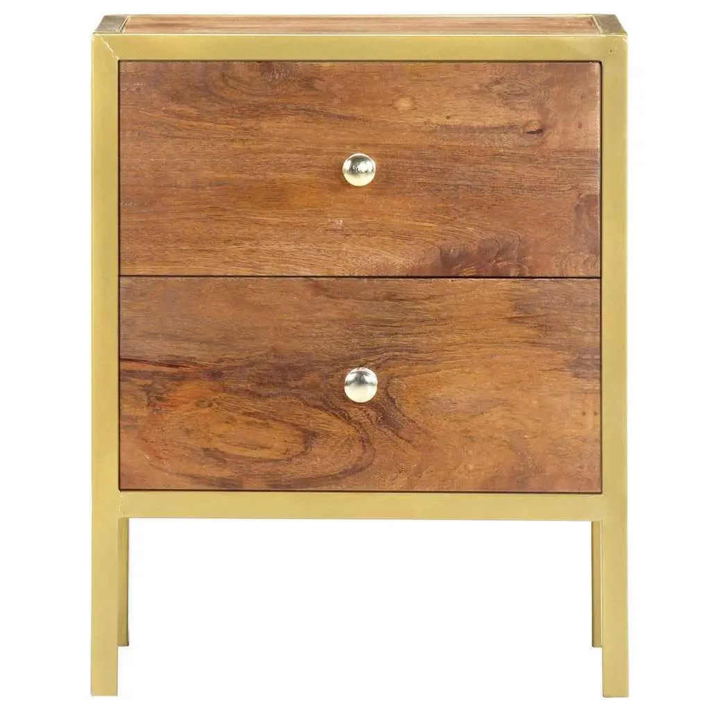 Wooden Bedside Cabinet 40x35x50 cm with 2 Drawers Natural Wood Grain