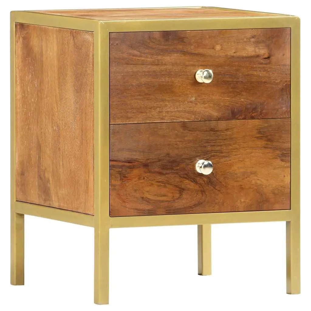 Wooden Bedside Cabinet 40x35x50 cm with 2 Drawers Natural Wood Grain
