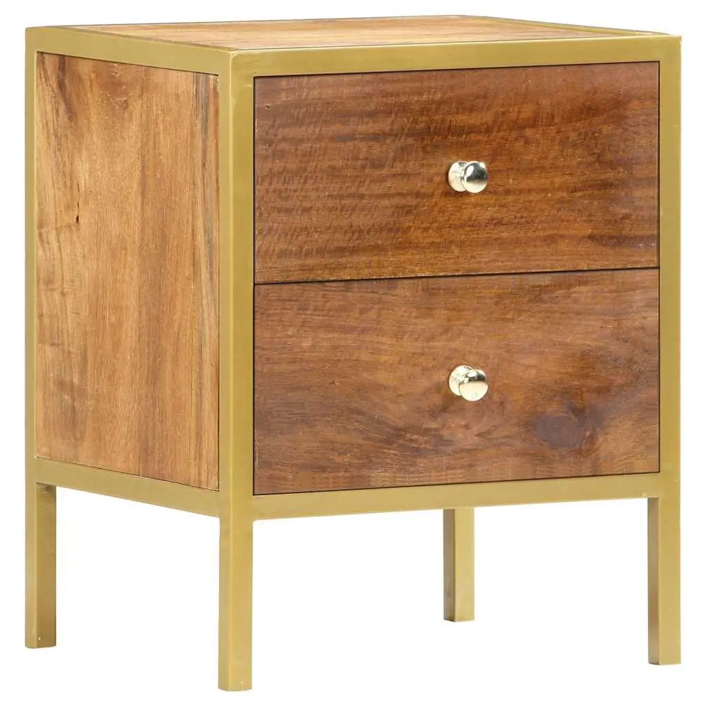 Wooden Bedside Cabinet 40x35x50 cm with 2 Drawers Natural Wood Grain