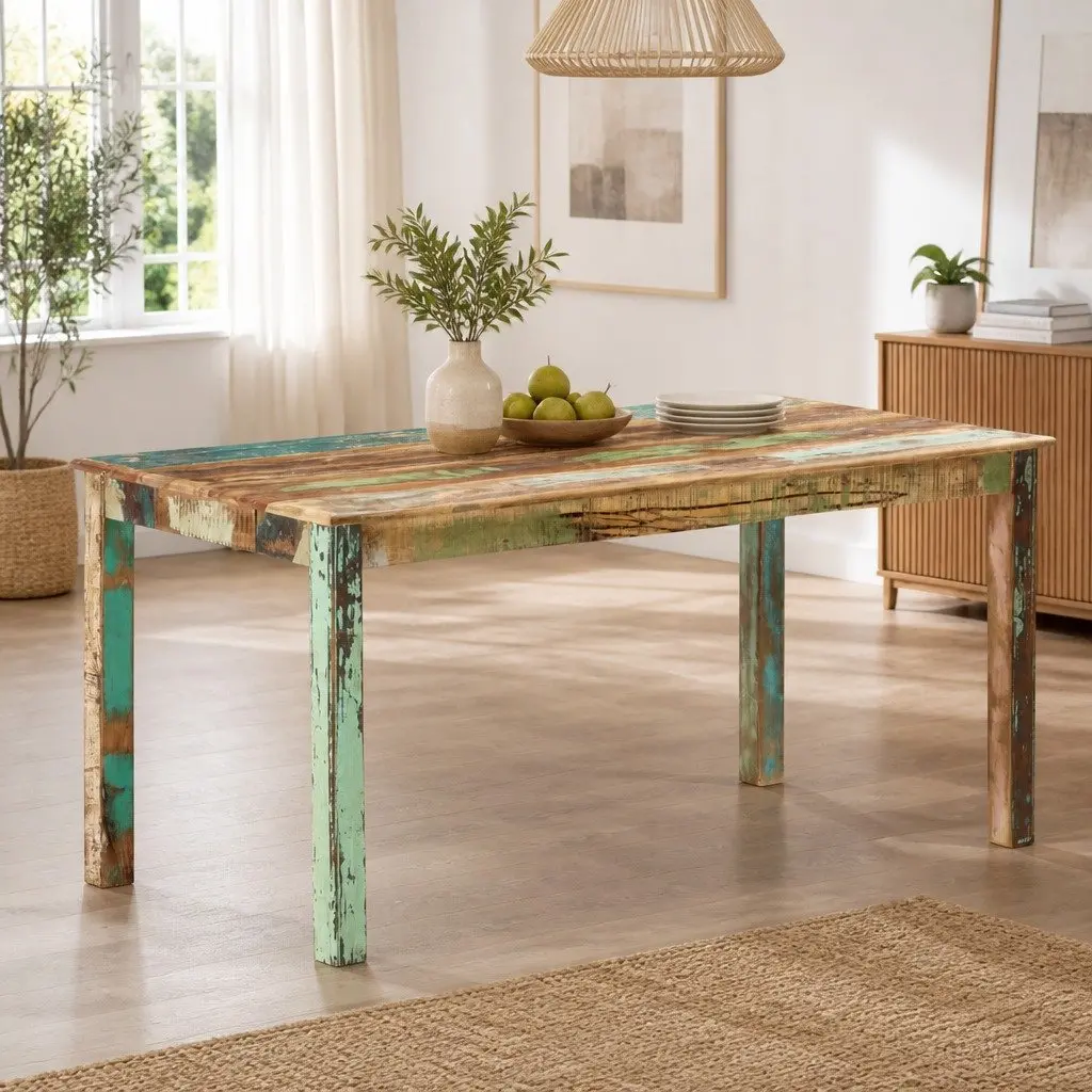 Dining Table 160x80x76 cm Solid Reclaimed Tropical Wood Antique Style
