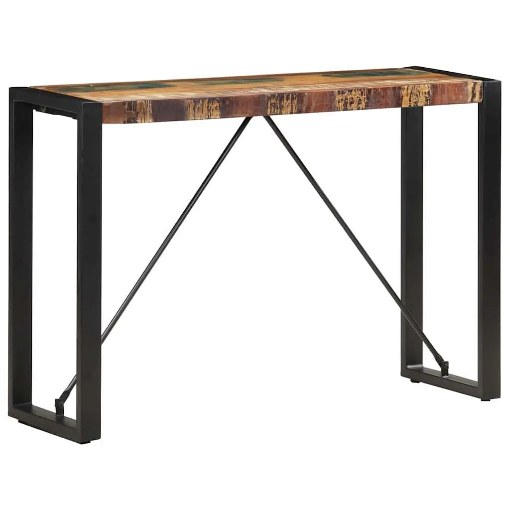 Console Table 110x35x76cm Solid Reclaimed Wood Vintage Style with Black Powder-Coated Steel Legs