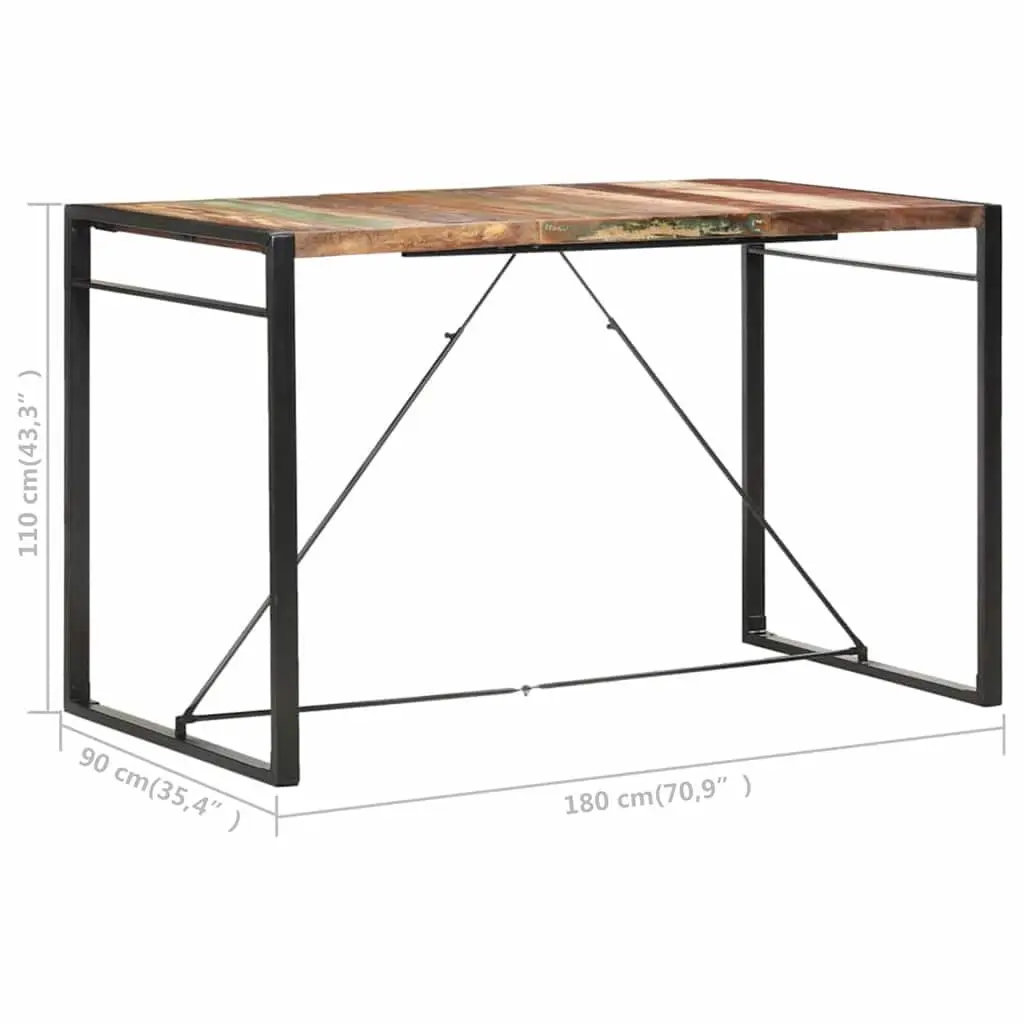 Bar Table 180x90x110 cm Solid Reclaimed Wood Kitchen Dining Room Industrial