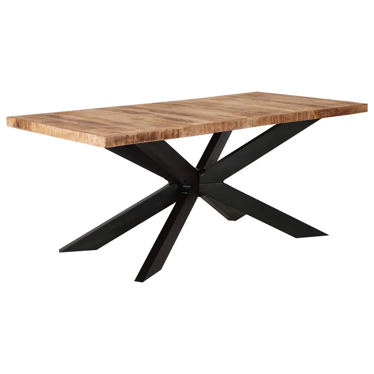 Dining Table 180x90x76cm Solid Rough Mango Wood Industrial Kitchen Furniture