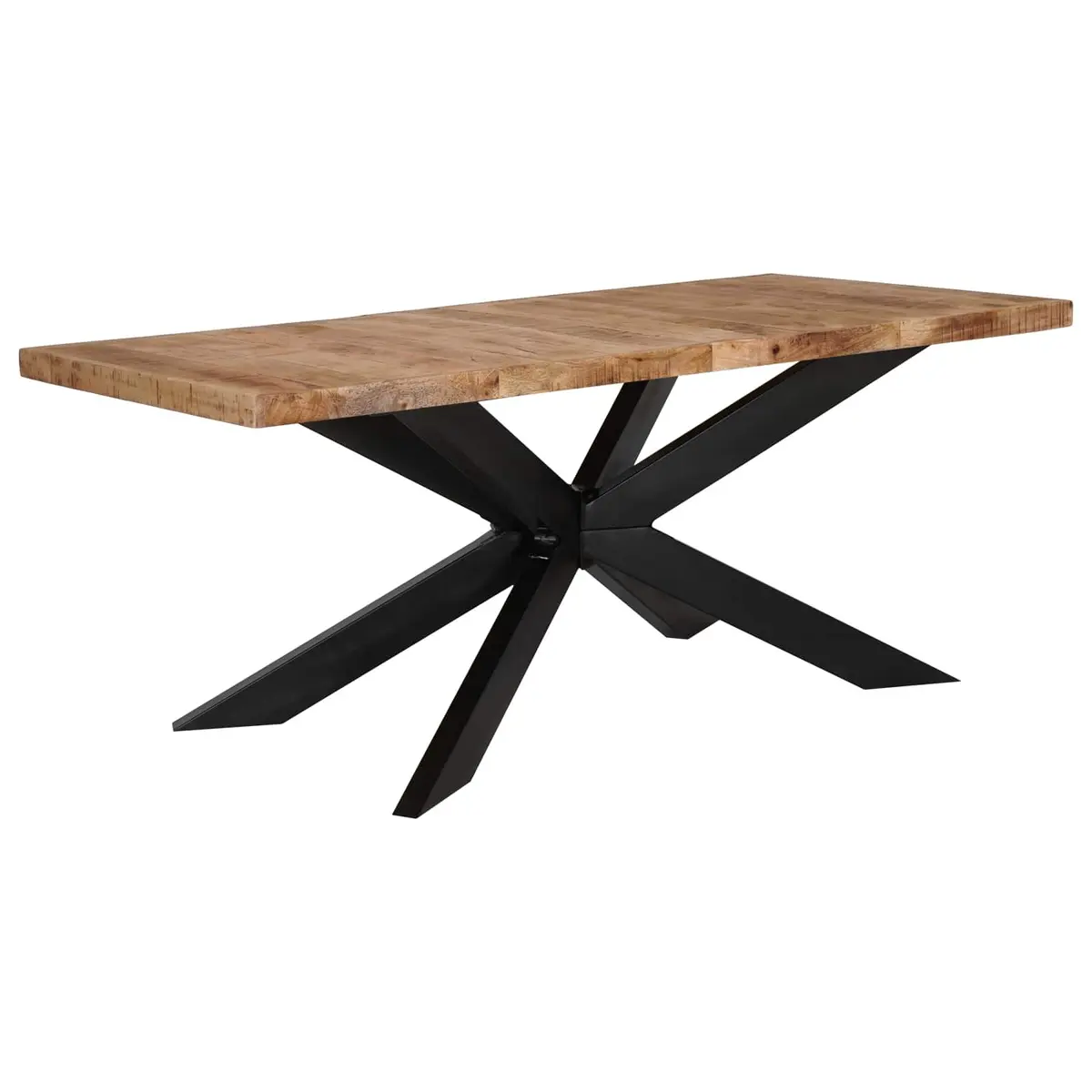 Dining Table 180x90x76cm Solid Rough Mango Wood Industrial Kitchen Furniture