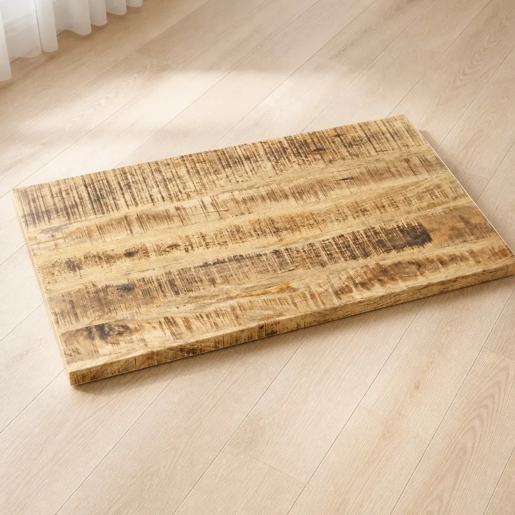 Solid Wood Table Top 60x60cm Brown Durable Mango Wood Industrial Rustic Aesthetic