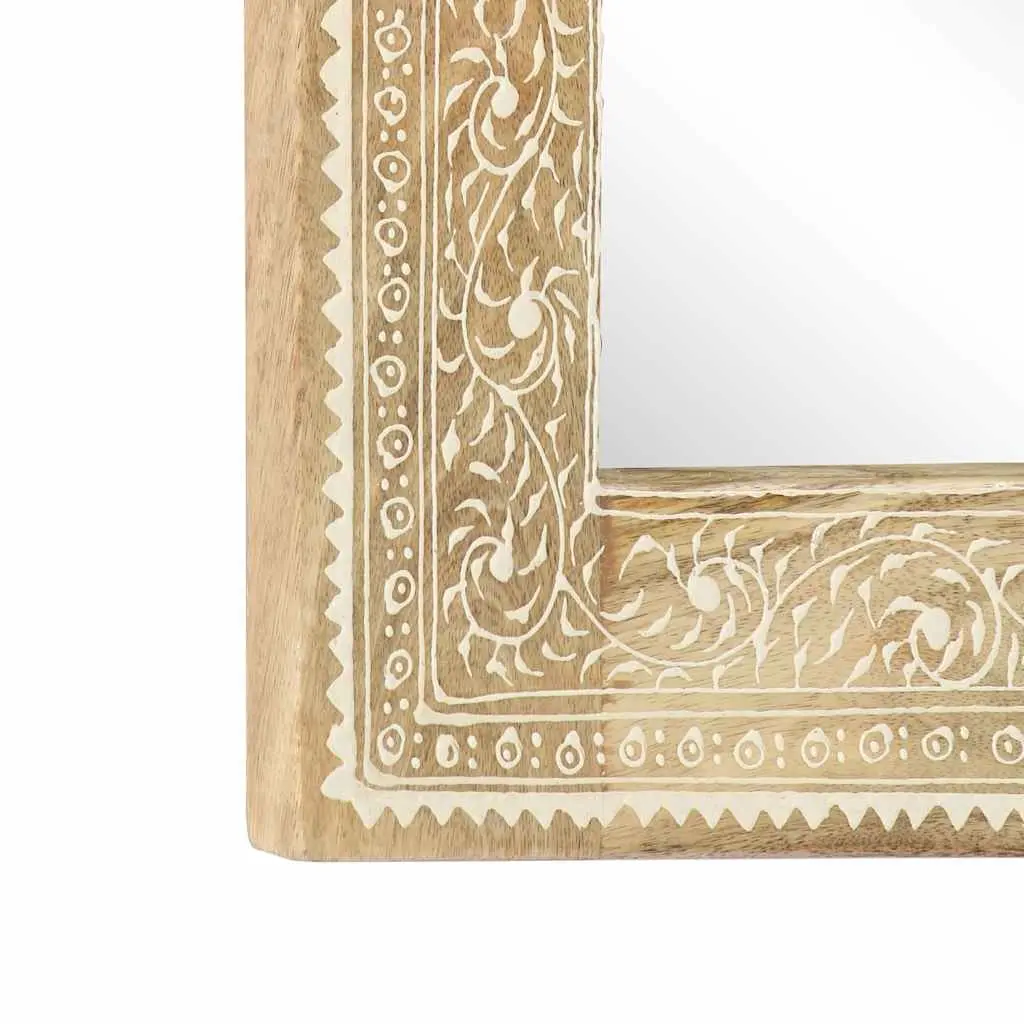 Wooden Mirror 40x55 cm Hand Painted Vintage Style Solid Mango Wood Frame