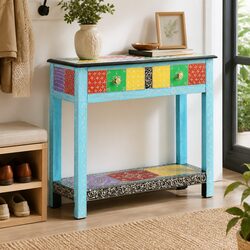 Vibrant Mango Wood Console Table 80x35x75cm Storage Solution