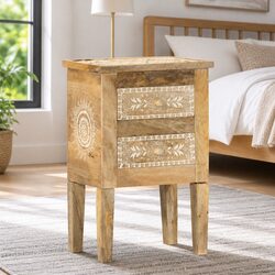 Hand-Painted Vintage Bedside Cabinet 40x30x60cm