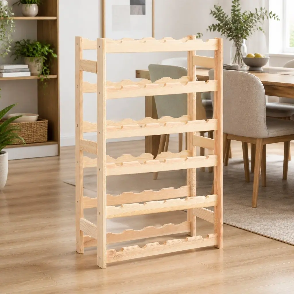 Wine Rack 30 Bottles Solid Wood Storage Display Cabinet Holder