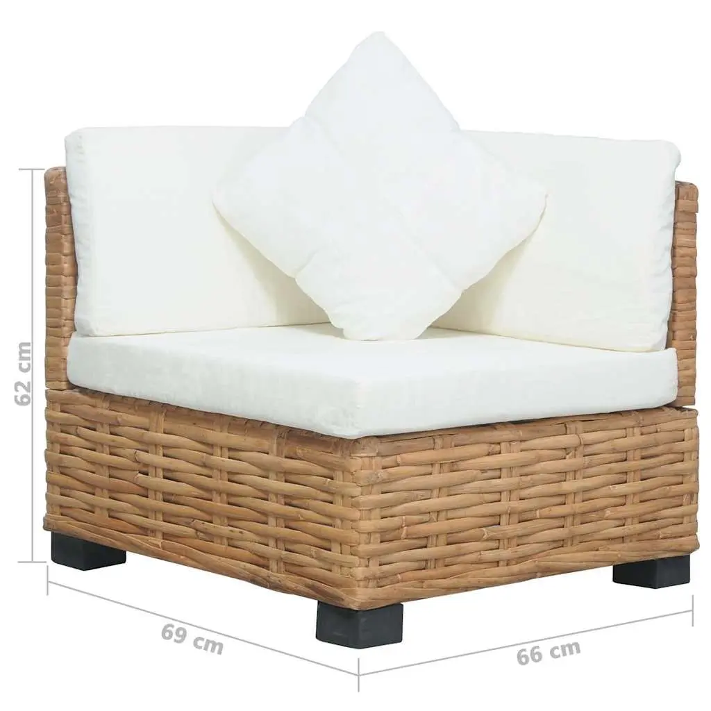 Outdoor Corner Sectional Sofa Natural Rattan Brown Garden Seating with Cushions