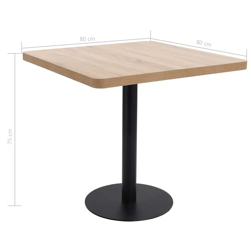 Bistro Table 80x80cm Wood Grain MDF Top Steel Leg Suitable for Dining Coffee Shop Bar