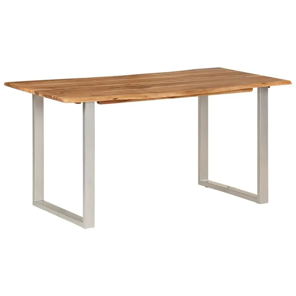 Dining Table 154x80x76cm Solid Acacia Wood Industrial Rustic Kitchen Furniture