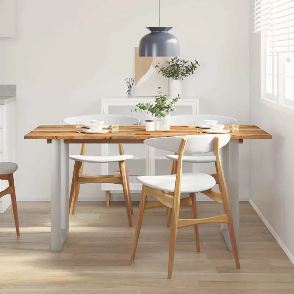 Dining Table 154x80x76cm Solid Acacia Wood Industrial Rustic Kitchen Furniture
