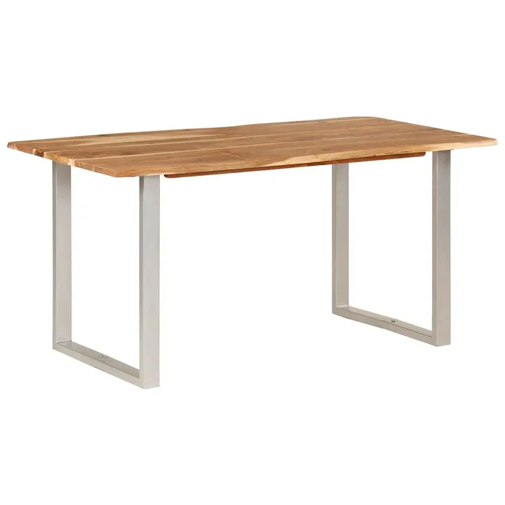 Dining Table 154x80x76cm Solid Acacia Wood Industrial Rustic Kitchen Furniture