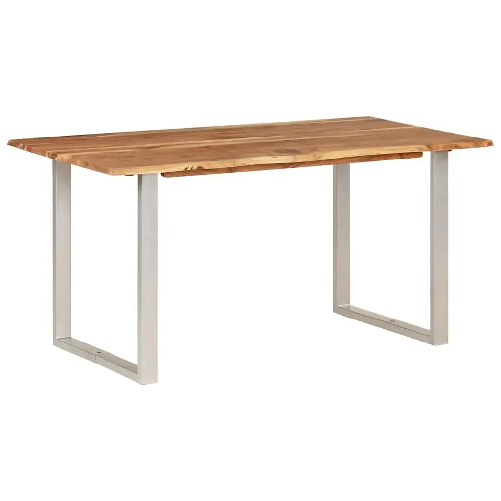 Dining Table 154x80x76cm Solid Acacia Wood Industrial Rustic Kitchen Furniture