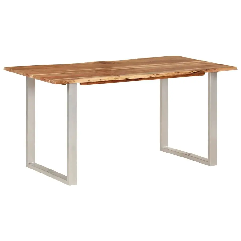 Dining Table 154x80x76cm Solid Acacia Wood Industrial Rustic Kitchen Furniture