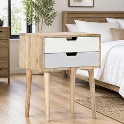 Rustic Bedside Cabinet with 2 Drawers for a Cozy Space
