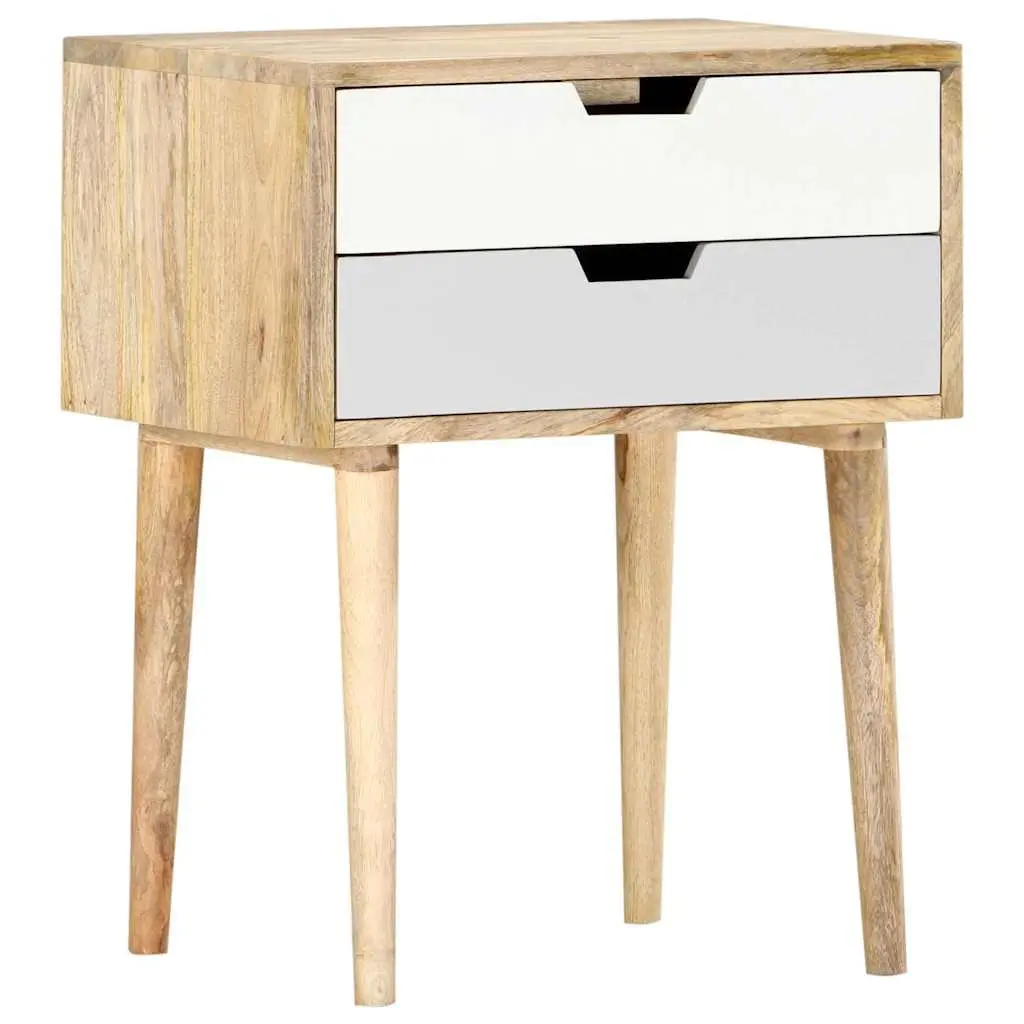Bedside Cabinet 47x35x59cm Solid Mango Wood Nightstand with 2 Drawers