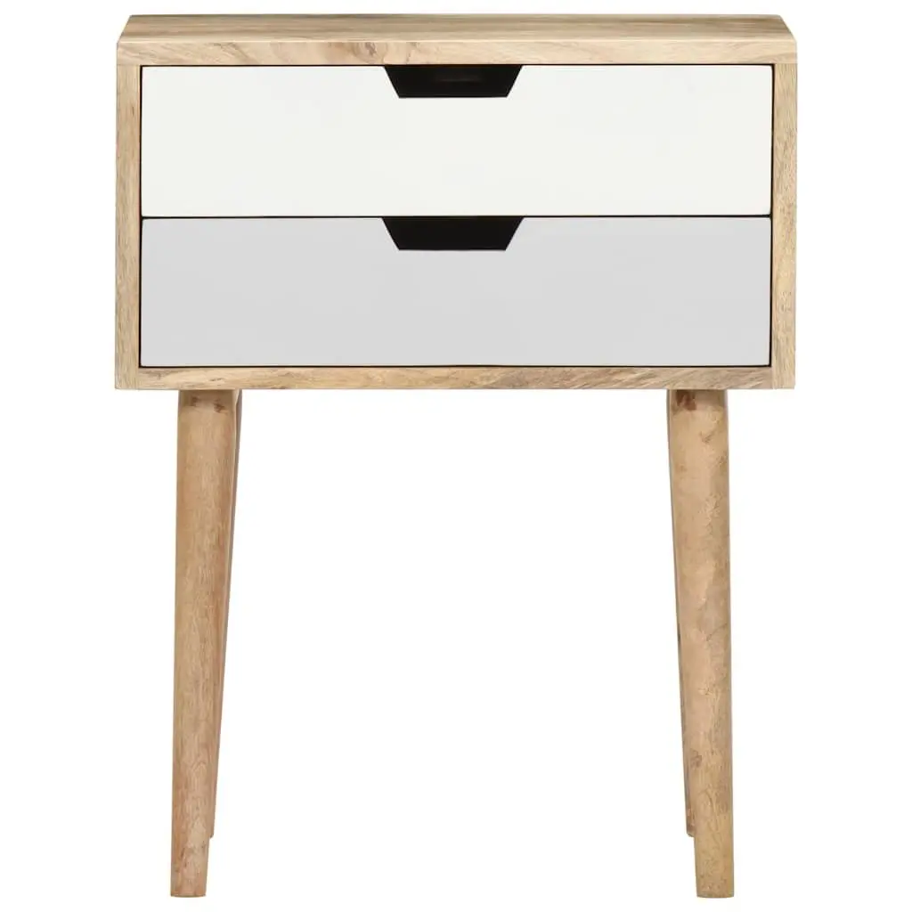 Bedside Cabinet 47x35x59cm Solid Mango Wood Nightstand with 2 Drawers