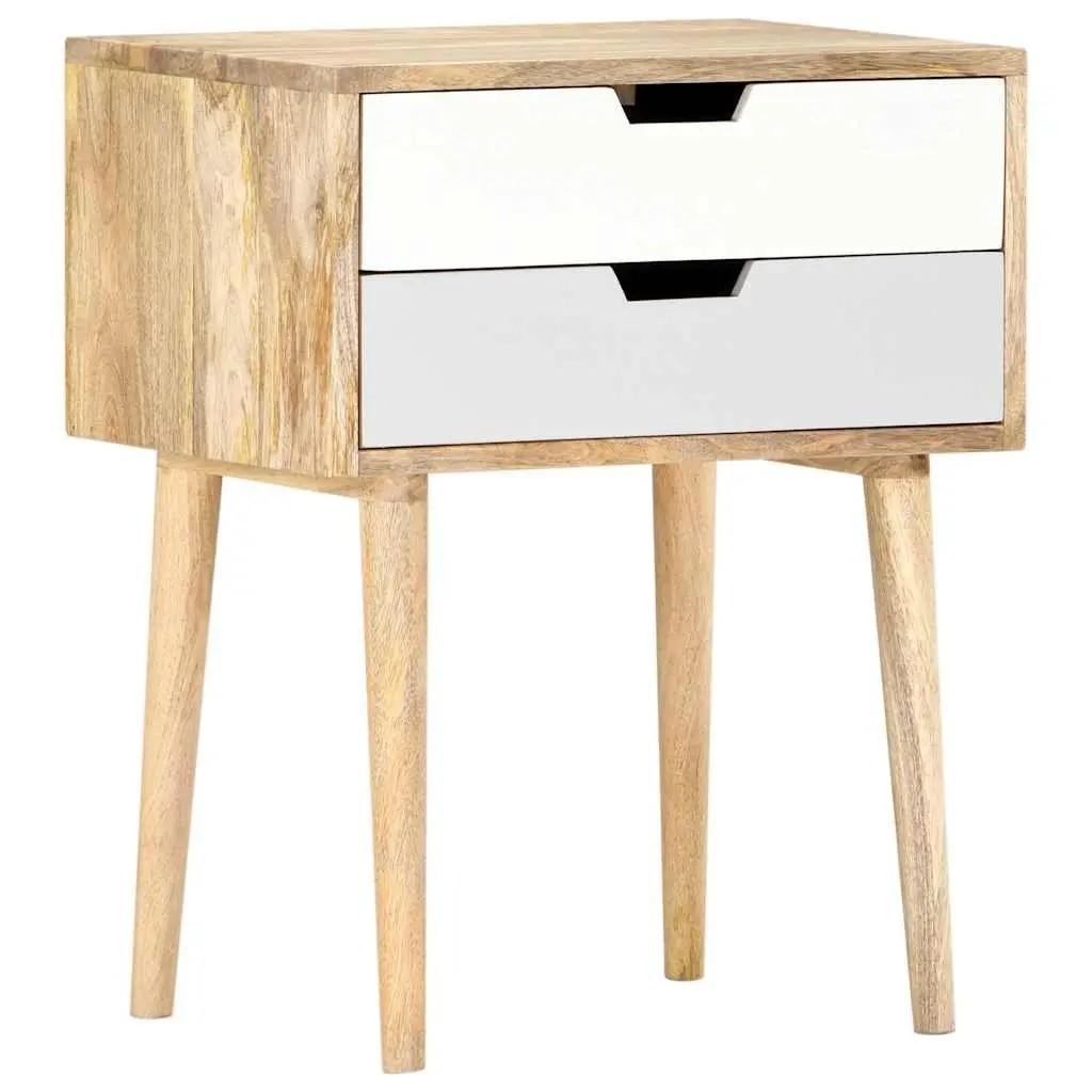 Bedside Cabinet 47x35x59cm Solid Mango Wood Nightstand with 2 Drawers