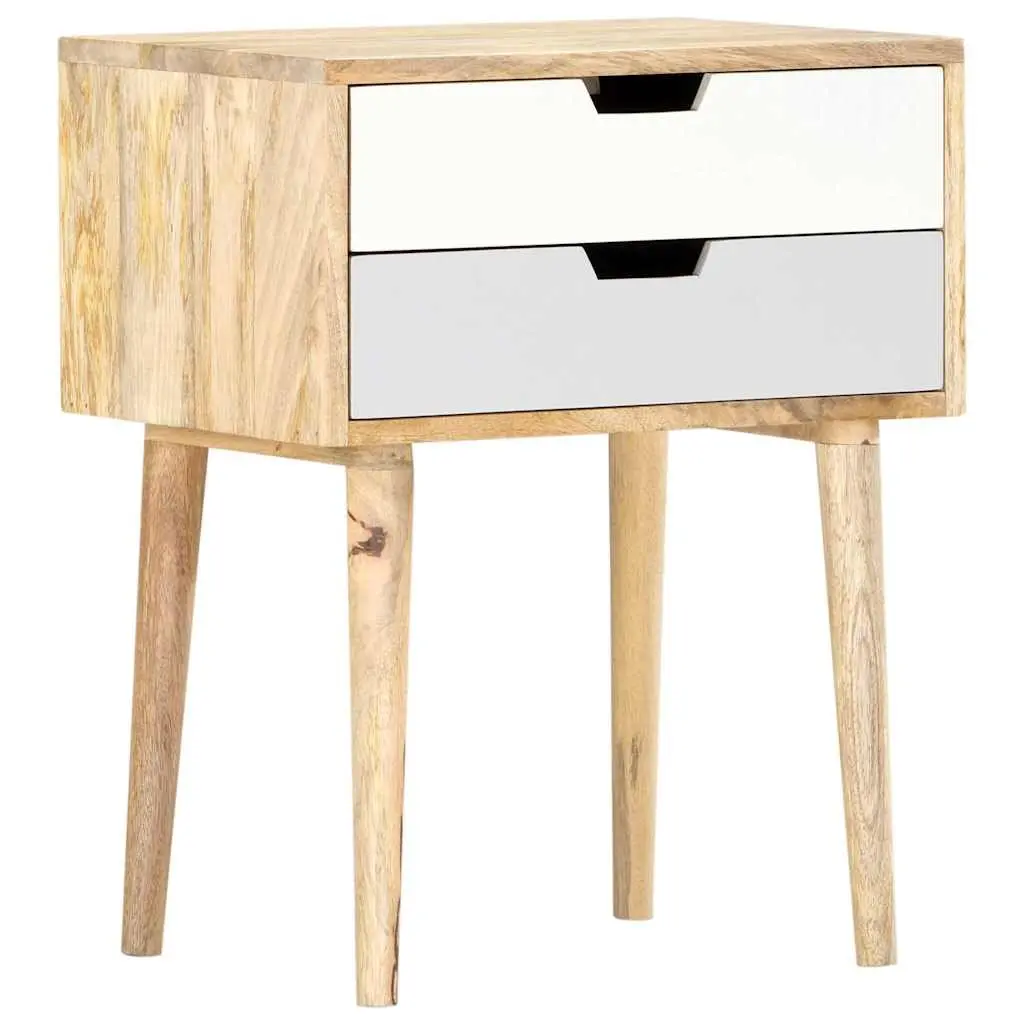Bedside Cabinet 47x35x59cm Solid Mango Wood Nightstand with 2 Drawers