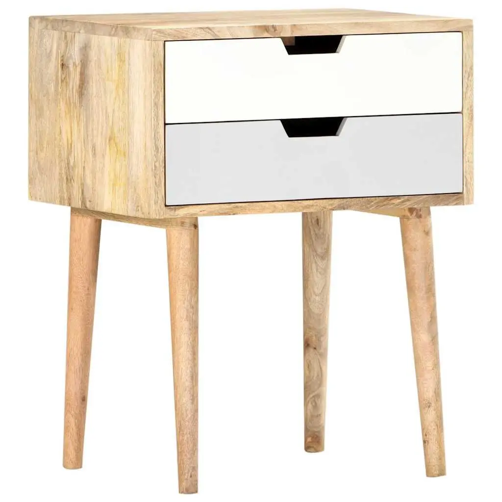 Bedside Cabinet 47x35x59cm Solid Mango Wood Nightstand with 2 Drawers