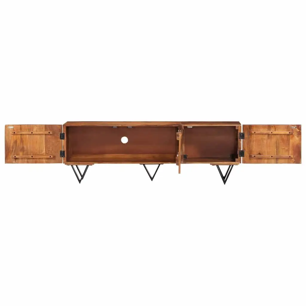TV Cabinet 140x30x46 cm Solid Mango Wood Rustic Brown Living Room Furniture Storage