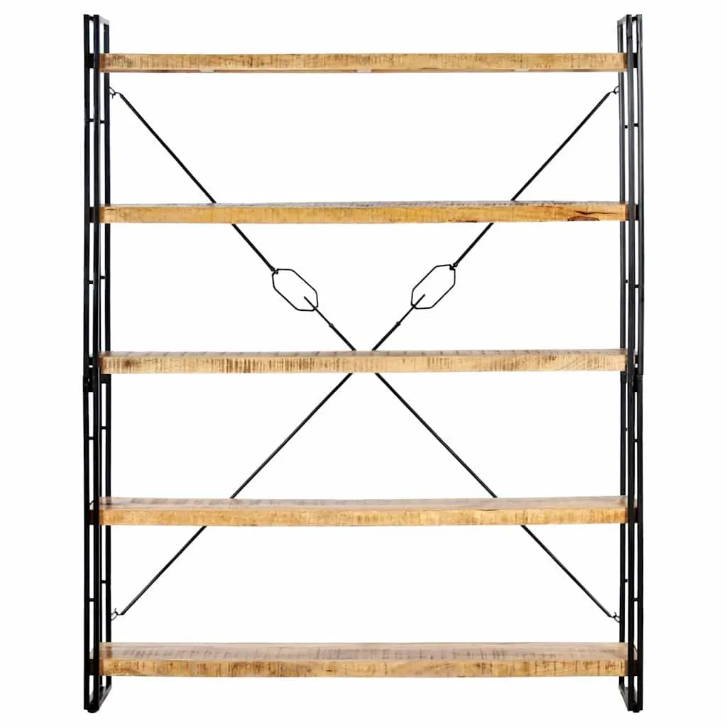 5-Tier Bookcase 140x30x180 cm Solid Mango Wood Industrial Shelving Unit