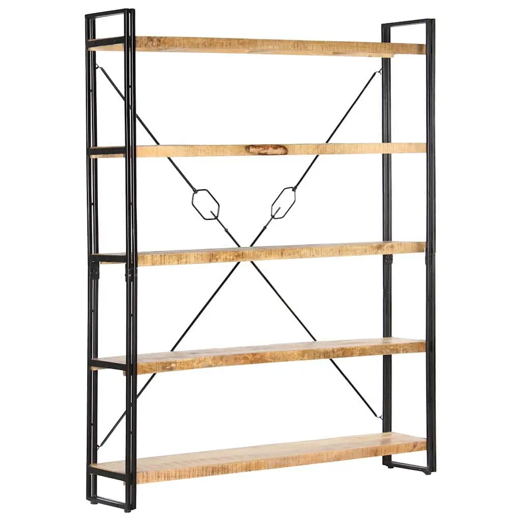 5-Tier Bookcase 140x30x180 cm Solid Mango Wood Industrial Shelving Unit