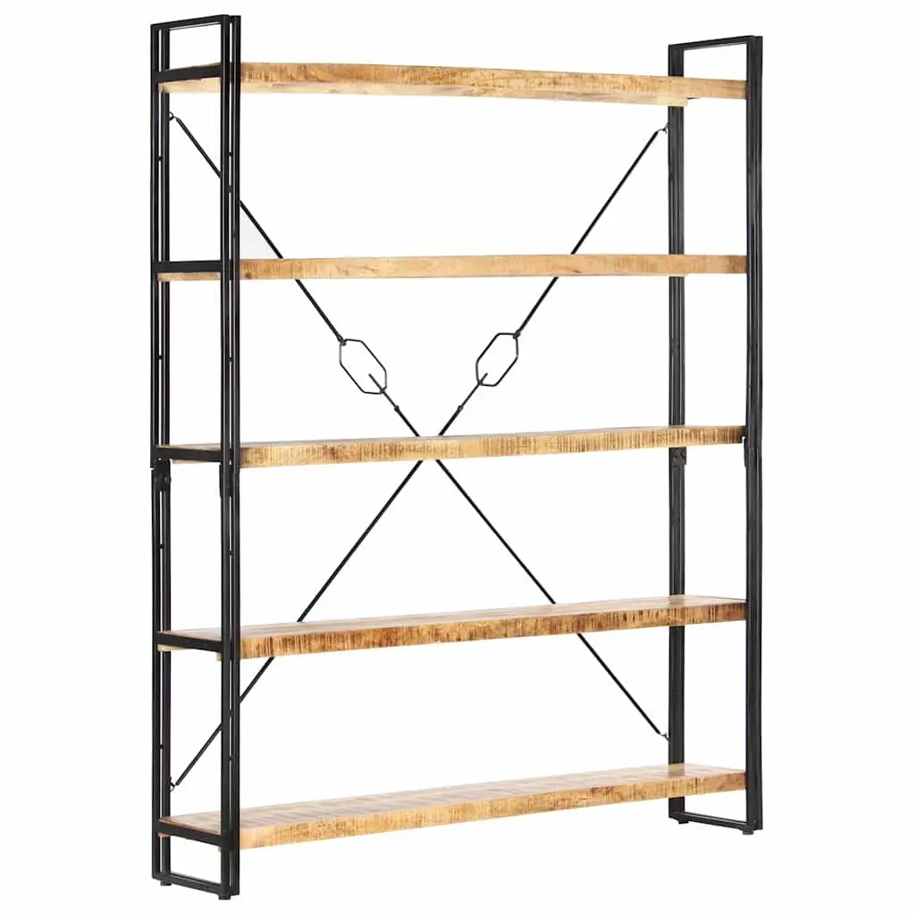5-Tier Bookcase 140x30x180 cm Solid Mango Wood Industrial Shelving Unit