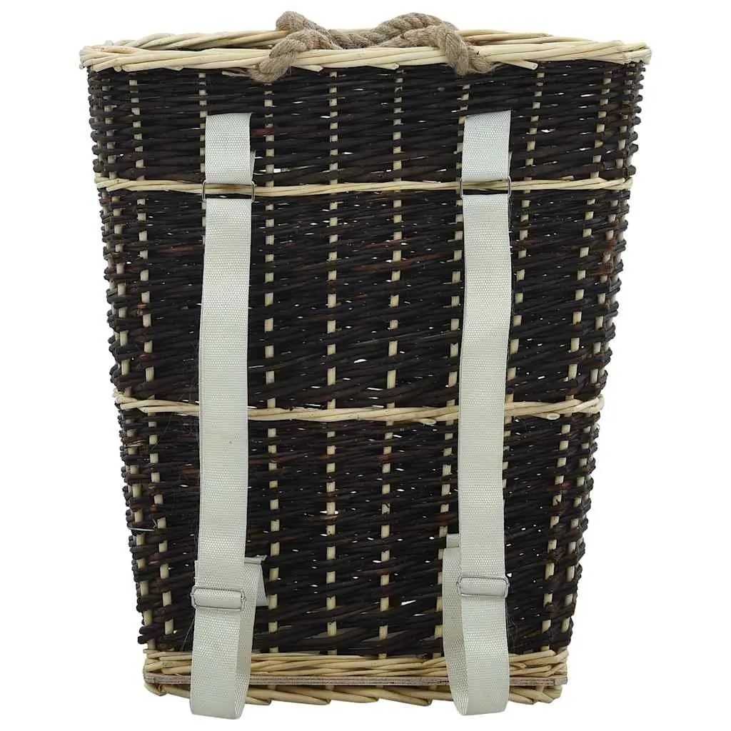 Firewood Backpack Carrier with Belts Log Storage Transport Willow Rustic Garden