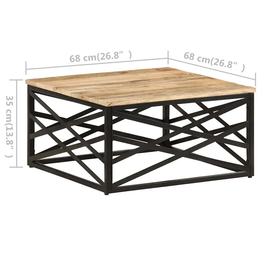 Coffee Table 68x68x35 cm Solid Mango Wood Brown Sturdy Cast Steel Legs