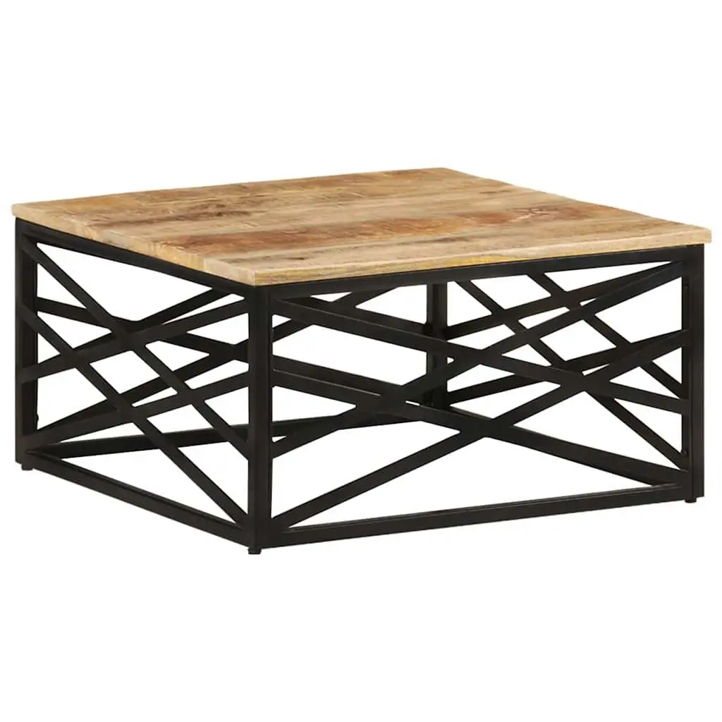 Coffee Table 68x68x35 cm Solid Mango Wood Brown Sturdy Cast Steel Legs