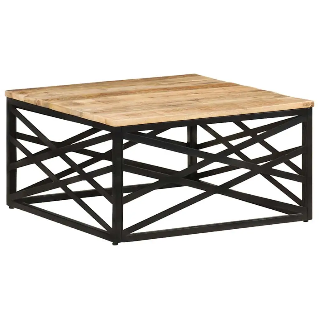 Coffee Table 68x68x35 cm Solid Mango Wood Brown Sturdy Cast Steel Legs