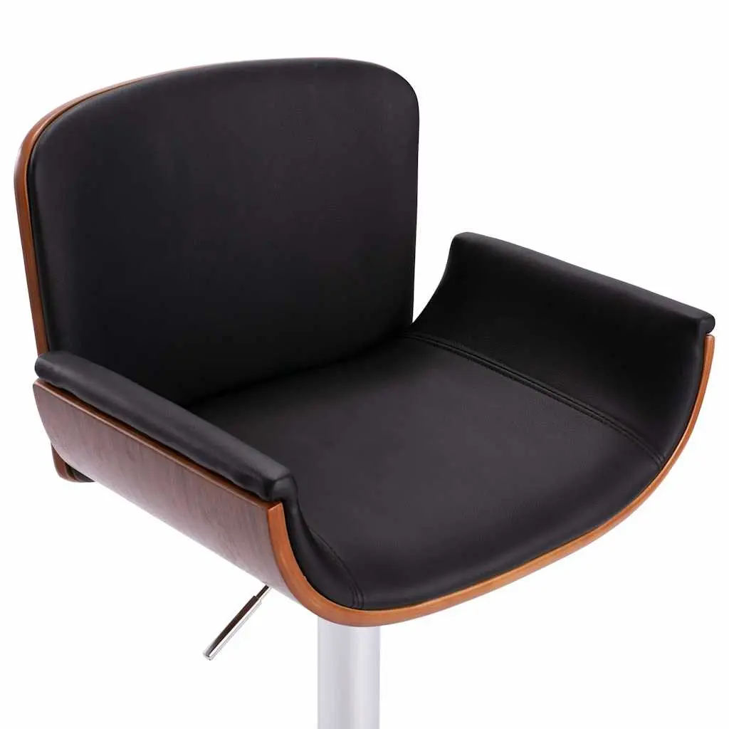 Black Bar Stool Height Adjustable Padded Faux Leather Seat with Footrest
