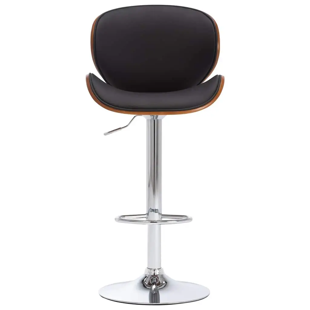 Bar Stool Black Faux Leather Seat Height Adjustable Gas Lift Footrest